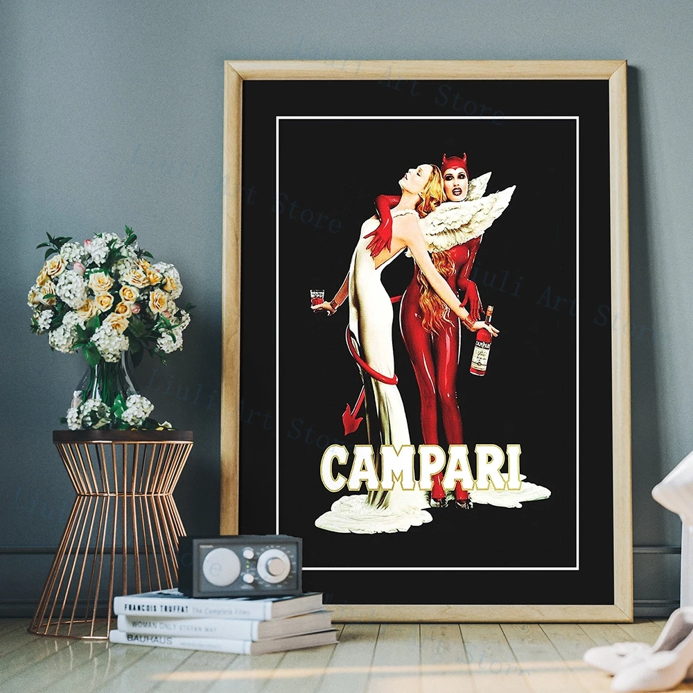 Campari Vintage Demons And Angels Print Food And Drink Wall Art Alcohol Advertising Poster Canvas Painting Nordic Decor Picture