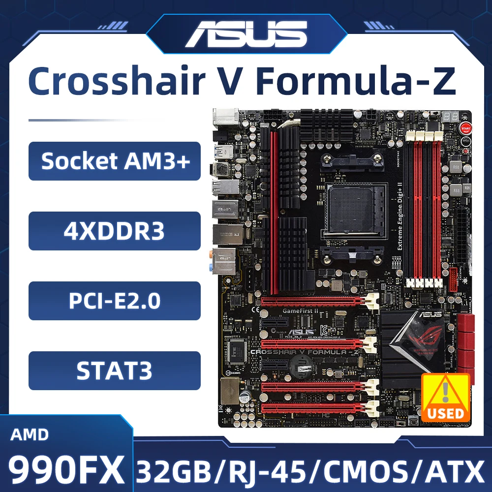 Socket Am3 + Scheda Madre Asus Crosshair V Formula-Z Amd 990Fx Ddr3 32Gb Pci-E 2.0 Usb3.0 8 Smart Sata Iii Atx Per Fx-8300 Ccpu