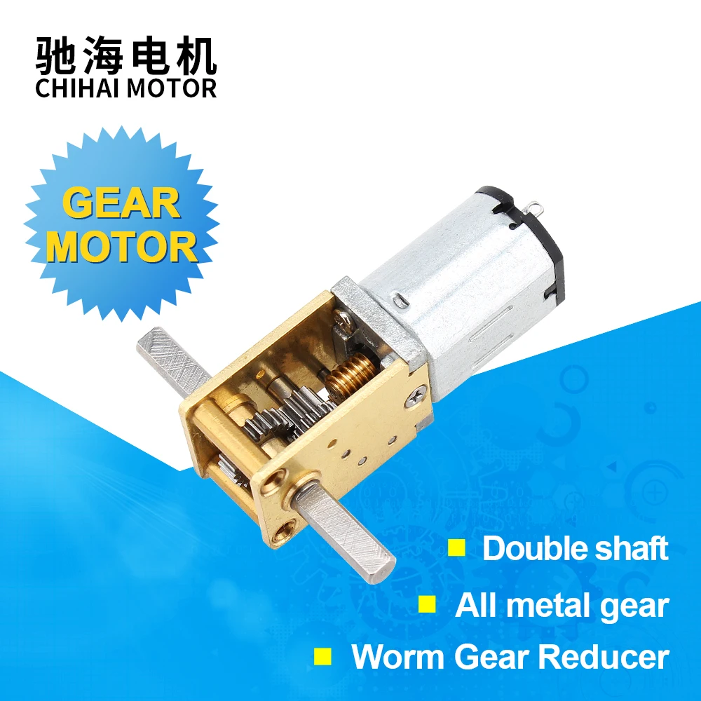 Chf-Gw12T-N20Va Dual Shaft Dc 6V 12V Mini Dc Gear N20 Motoriduttore A Vite Senza Fine Per Smart Car