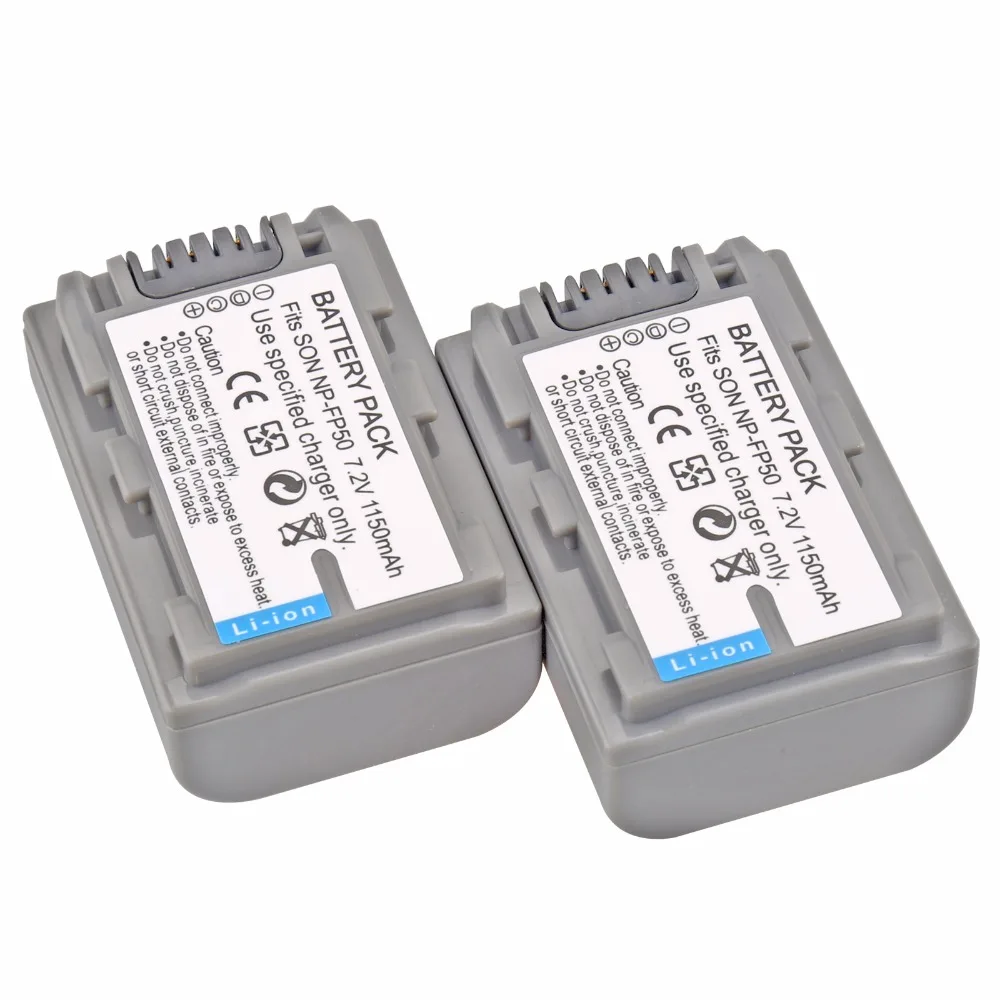 Probty 2 Pz Np-Fp50 Np Fp50 Npfp50 Batteria Per Sony Dcr-Dvd103 Dvd105 Dcr-Hc3 Hc16 Hc40 Dcr-Sr30 Sr40 Sr100 Fotocamera Digitale