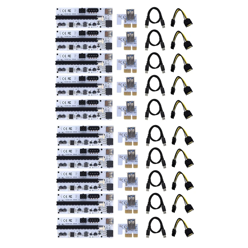 10 Pz Pcie Riser Card Ver009S Pci-E 1X A 16X Extender Pci Express X16 Card Usb Riser 009S Per Bitcoin Miner Mining