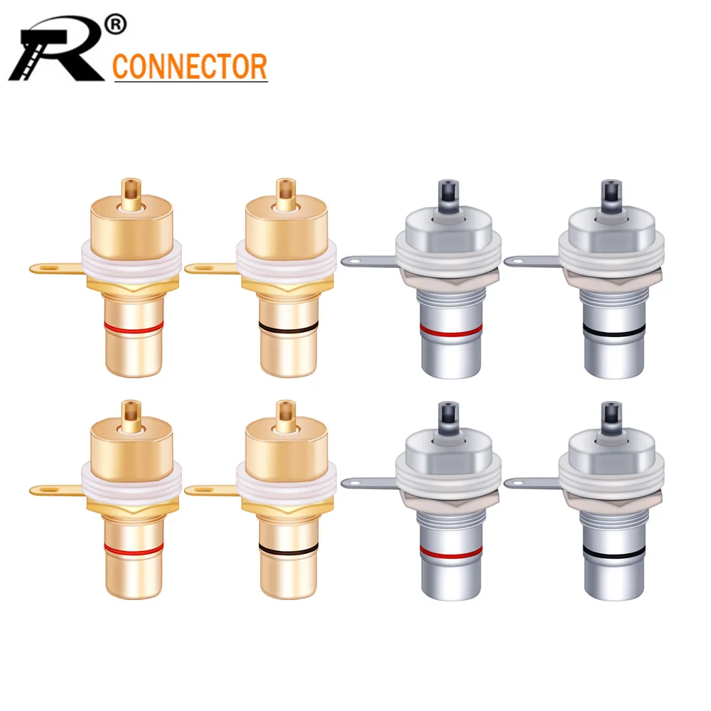 10Pcs/5Pairs Rhodium/Oro Rame Cmc Rca Terminale Femmina Martinetti Presa Av Audio Video Rca Filo Connettore