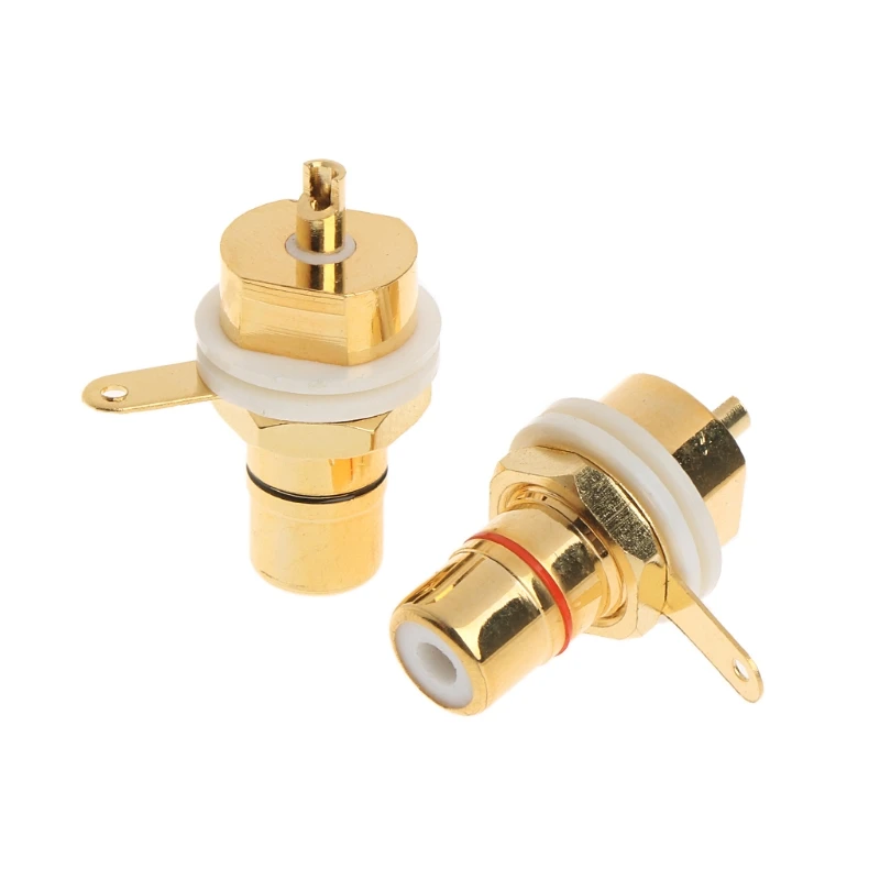 2 Pezzi Cmc Placcato Oro Rame Rca Femmina Phono Jack Montaggio A Pannello Connettore Chassis J60A