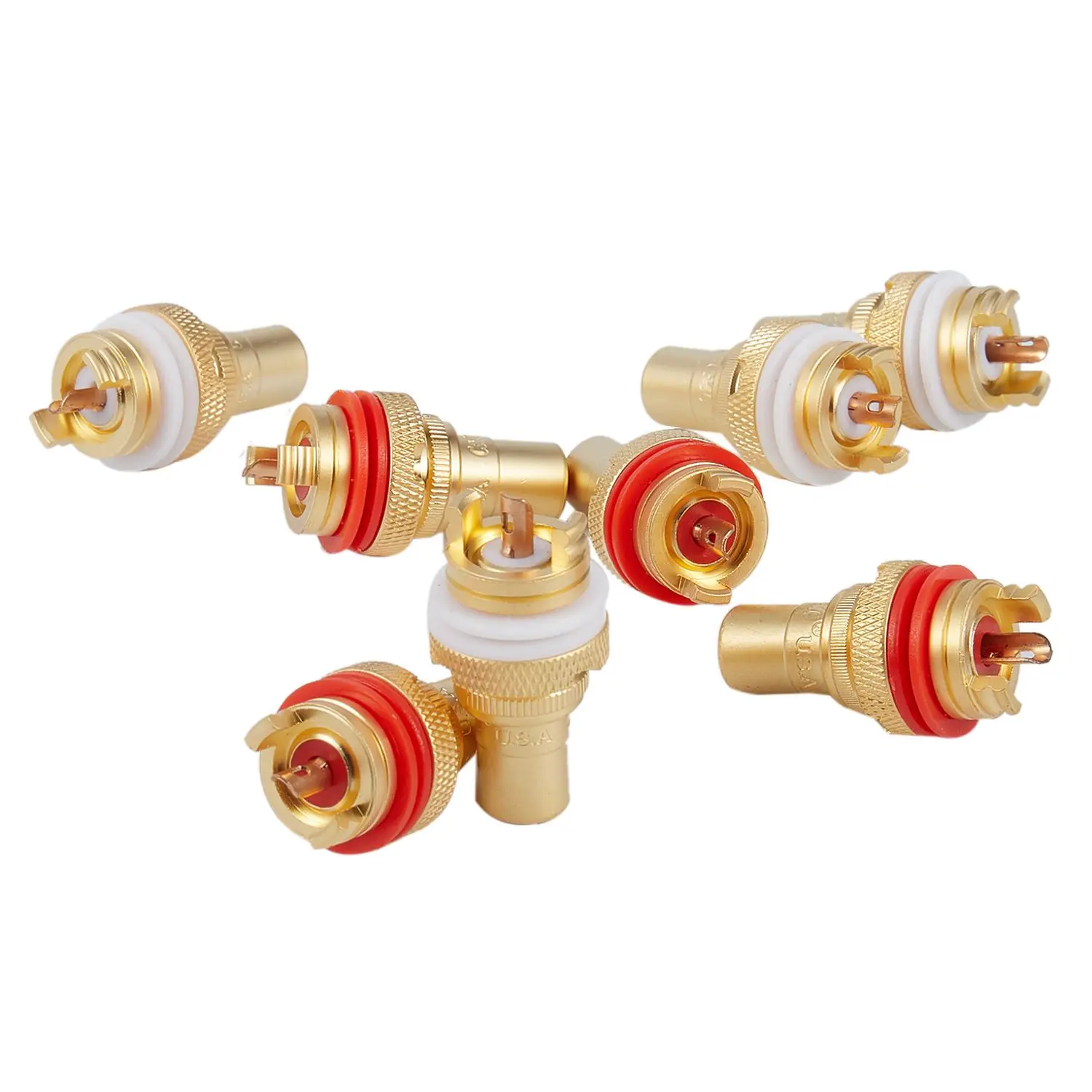 8 X Cmc Placcato Oro Rca Phono Chassis Socket Femmina Professional Amp Hifi Rca Socket Sedile Femmina Loto Placcato Oro