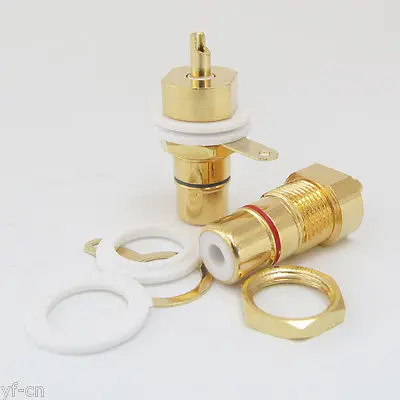 10 Pz Cmc Placcato Oro Rame Rca Femmina Phono Jack Pannello Montaggio Su Telaio Connettore