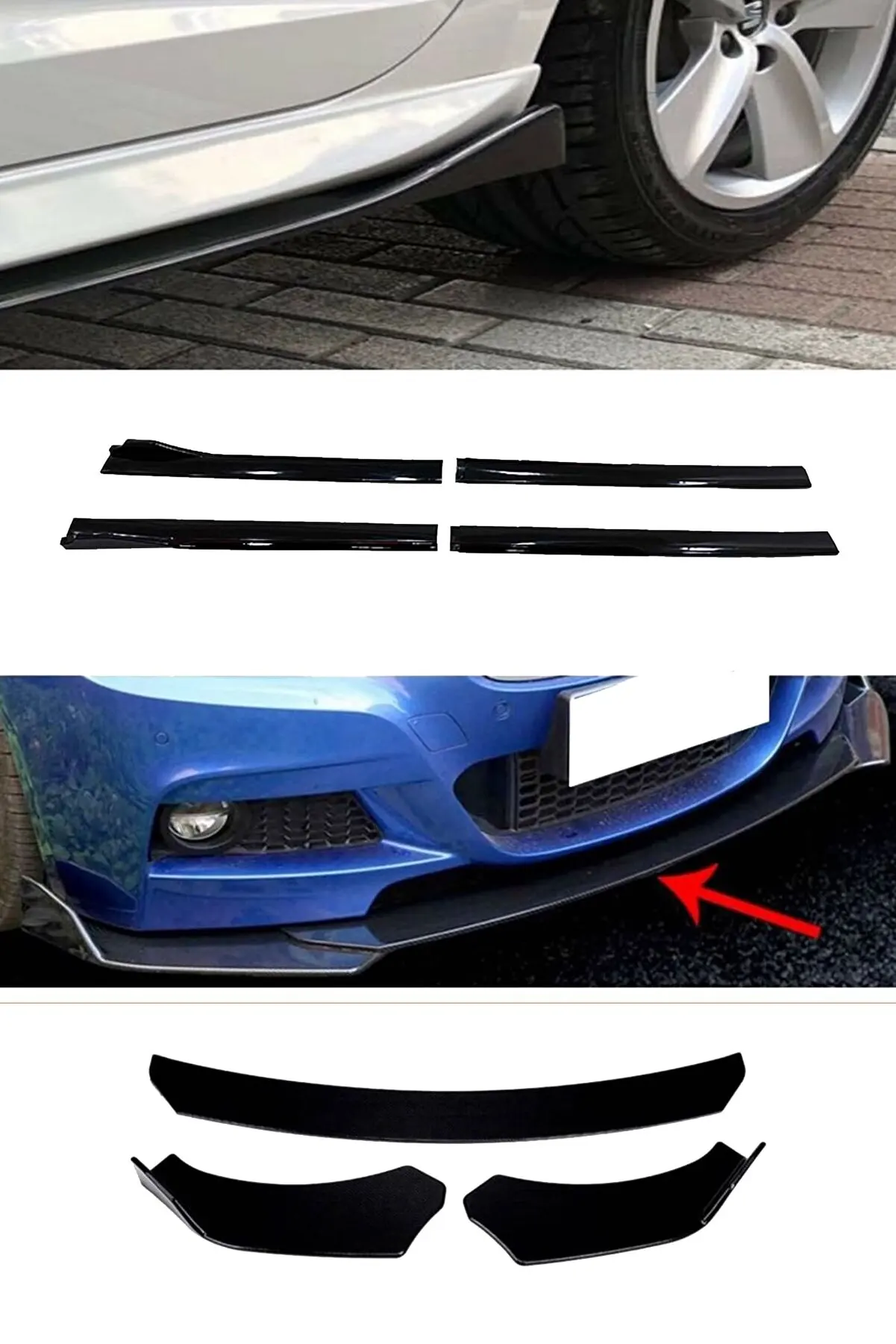 Chrysler Crossfire Flapl.Com Side Marshiel Insert + 3 Para Brabus Front Piano Aggiuntivo 642 Nero