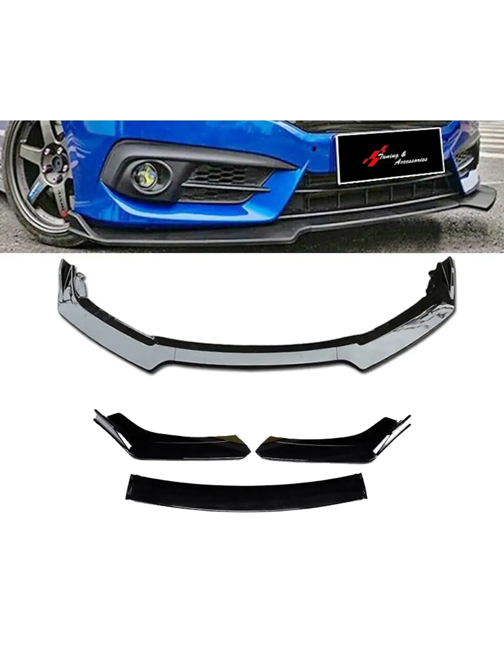 Chrysler Crossfire Bright 3 Pezzi Nero Anteriore Aggiuntivo Pianoforte Labbro Nero