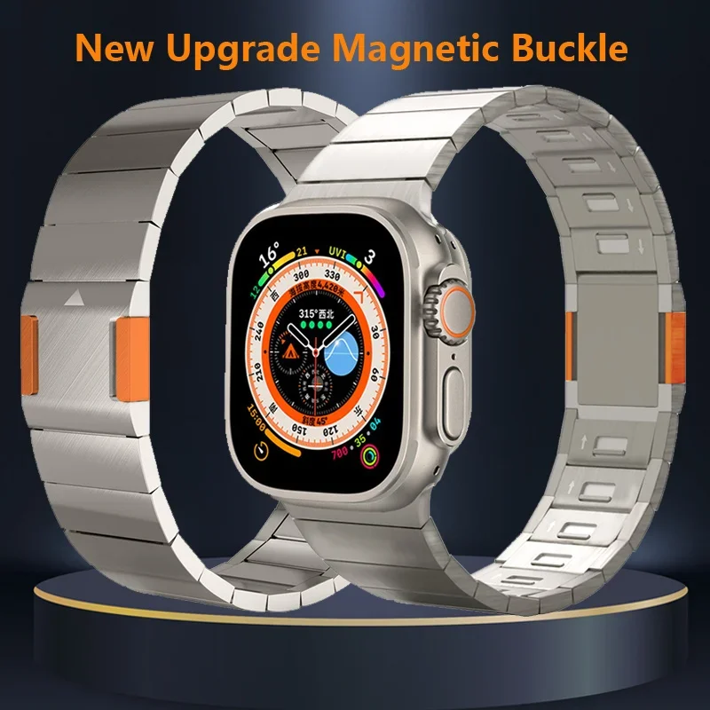 Nuovo Aggiornamento Fibbia Magnetica Link Per Apple Watch Ultra 2 49Mm Band 9 8 7 45Mm 44Mm Bracciale Regolabile In Acciaio Inossidabile 42 Strap