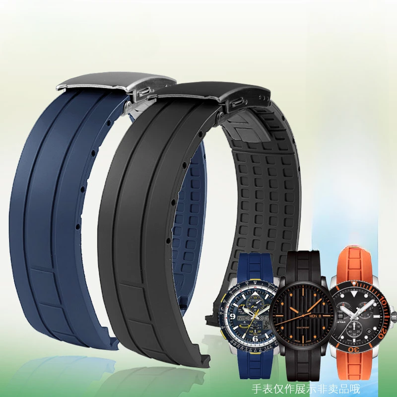 Per Mido Timone M005 Citizen Jy8030 Blue Angel 2 Generazione Jy8078 Tissot T120 Cinturino In Gomma Impermeabile Nero Arancione Blu