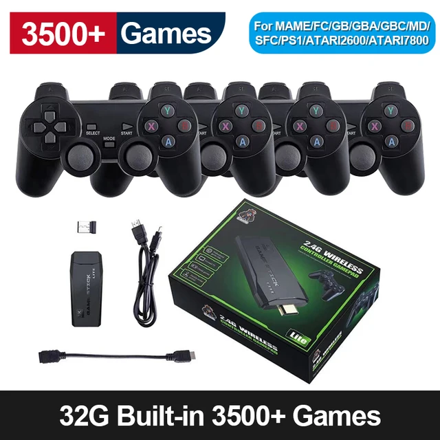 Console Per Videogiochi Built-In 10000 Giochi Retrò Stick 2.4G Controller Wireless Mini Family 4K Tv Video Gamestick Per Bambini