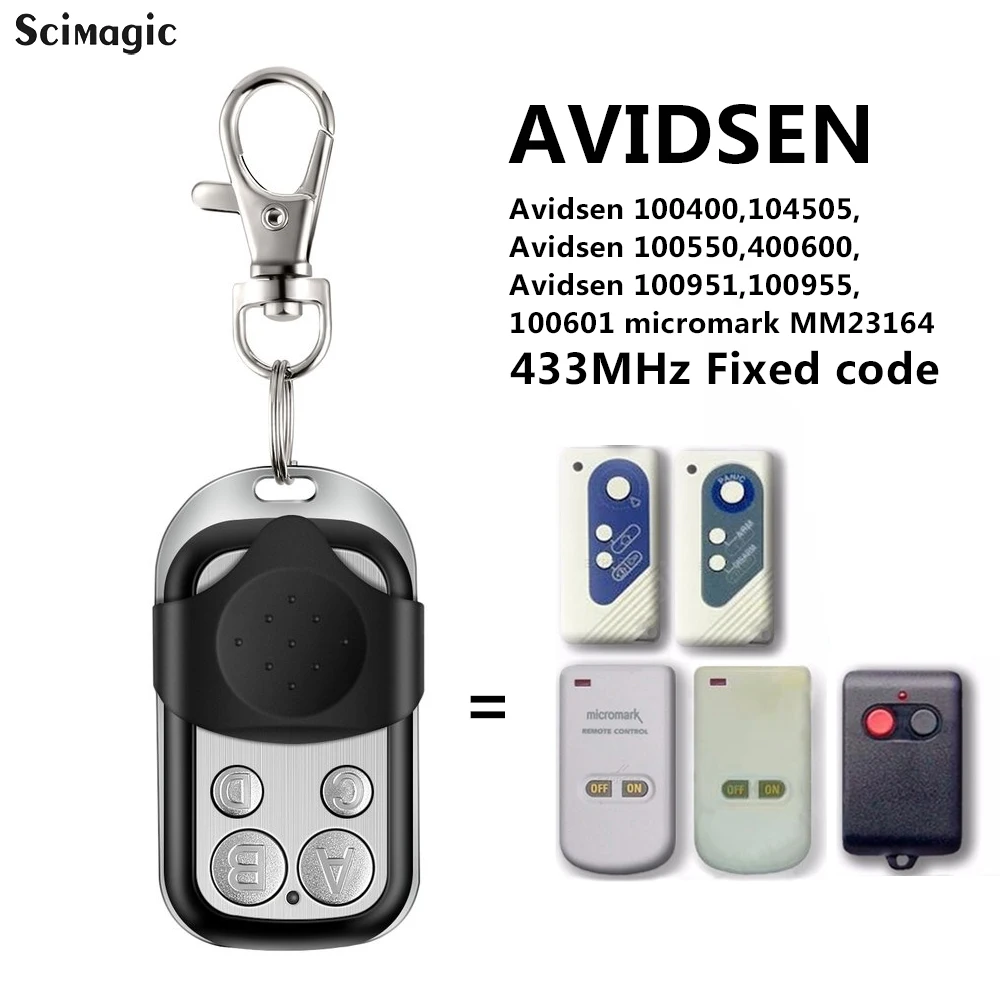 Telecomando Per Garage 433Mhz Per Avidsen 100951/100955 / Avidsen 100550/100601 Micromark Mm23164 Commander Portachiavi A Codice Fisso