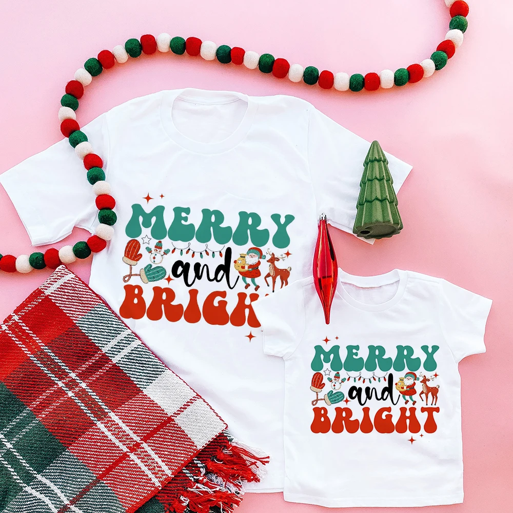 Merry & Bright Christmas Mommy & Me Shirt Tis The Season Mama And Mini Christmas Shirts Holiday Outfit Xmas Matching Clothes