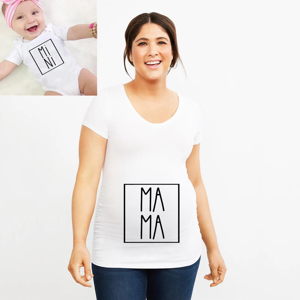 1Pc Pregency Mommy And Me Abiti Mamma E Mini Camicette Mini Me Camicia Mommy And Me Top Famiglia Di Corrispondenza Camicette Regalo Mama Tees