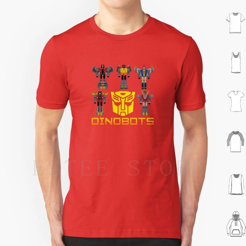 Dinobots (Rosso) T Shirt Uomo Cotone 6Xl Dinobot Dinobot Sinosauro Dinosauri Robot Robot Autobot Autobot Decepticon Decepticon Decepticons