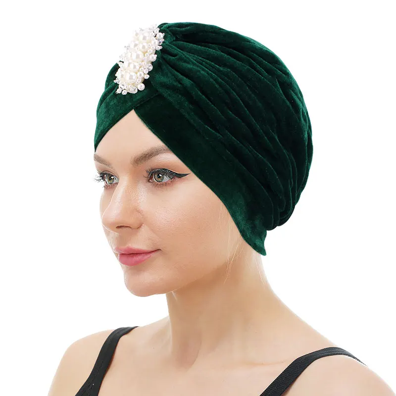 Musulmani In Rilievo Gioielli Di Velluto Turbante Increspatura Annodato Headwrap Chemio Cap Liner Foulard Bandane Donne Accessori Per Capelli Turbante