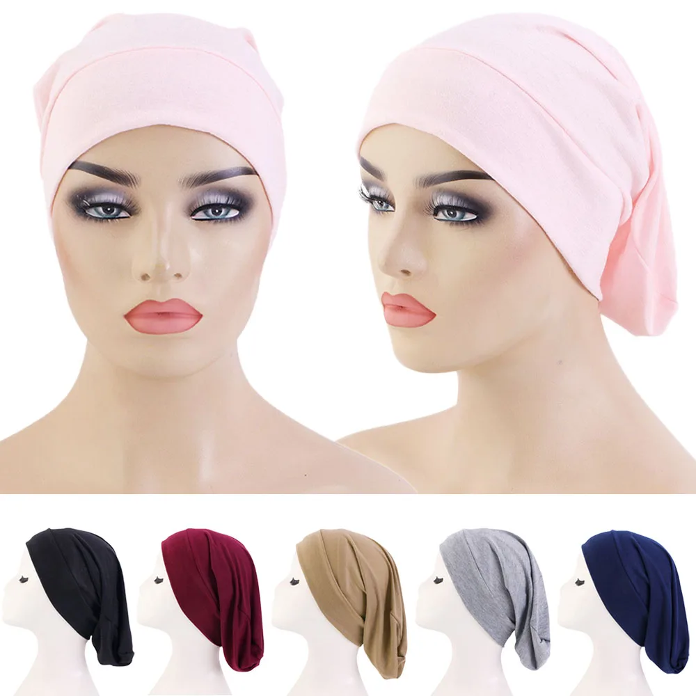Berretti Hijab Interni Cappellino In Jersey Di Cotone Elasticizzato Da Donna Musulmana Cappellino Islamico Cappellino Solido Femminile Foulard Turbant