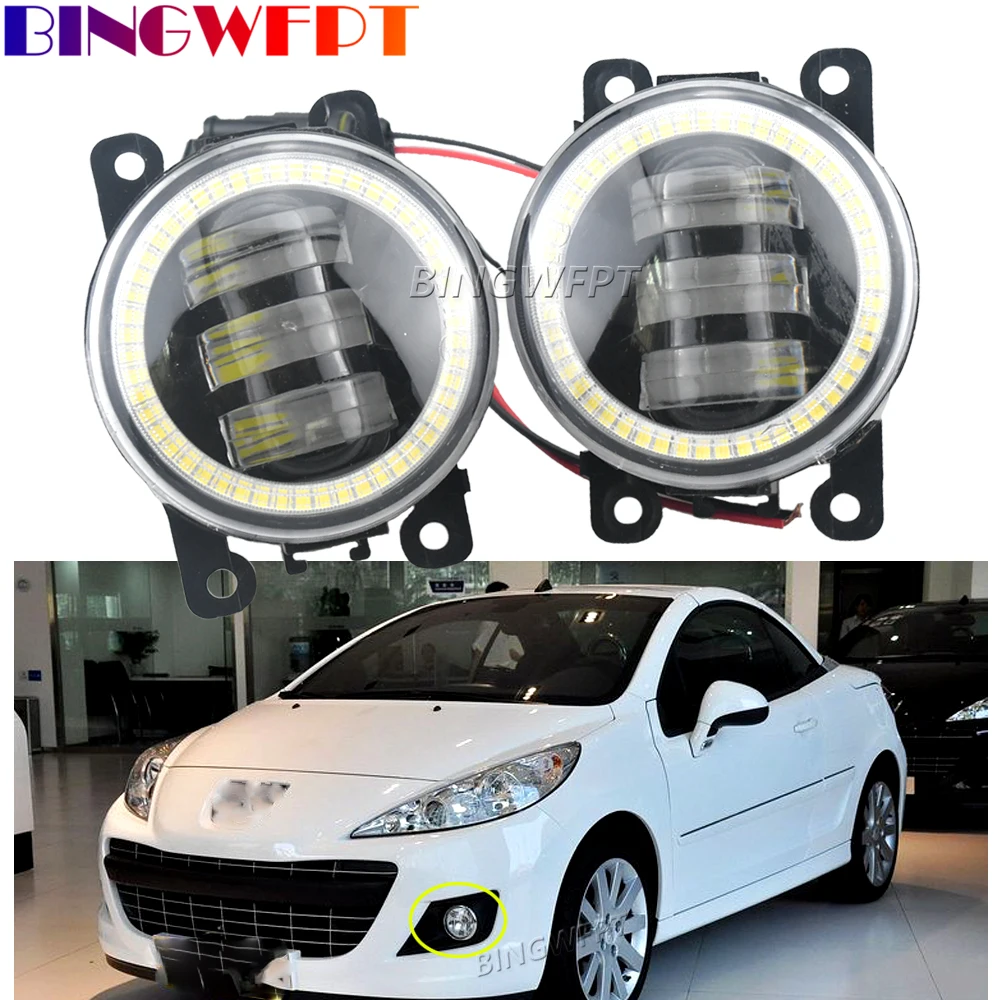 Alta Qualità 1 Paio Angel Eye Lens Fendinebbia Fari H11 Led 12V Lampada Nebbia Per Peugeot 207 307 407 607 3008 Sw Cc Van 2000-2013