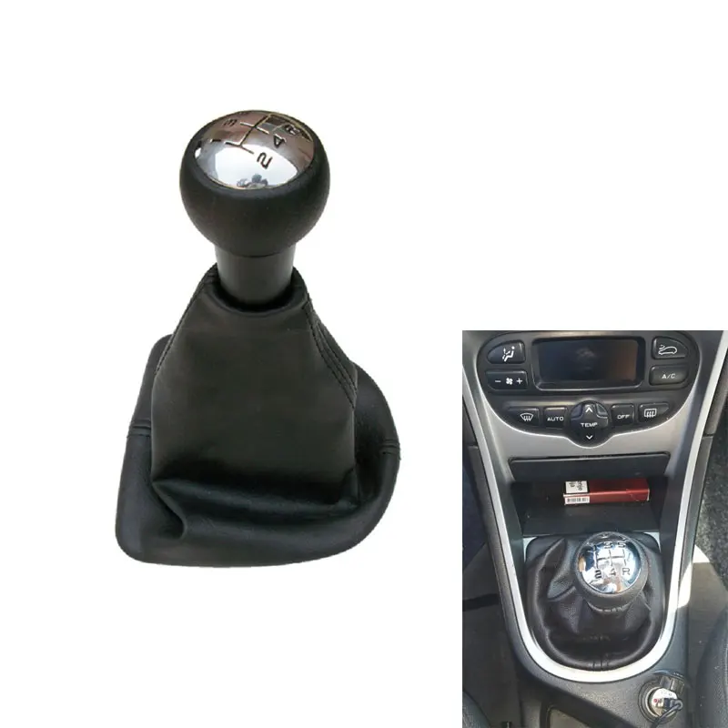 Pomello Del Cambio Per Auto Con Cappuccio In Pelle Cromato Per Peugeot 207 307 307 Cc 406 308 308 Cc