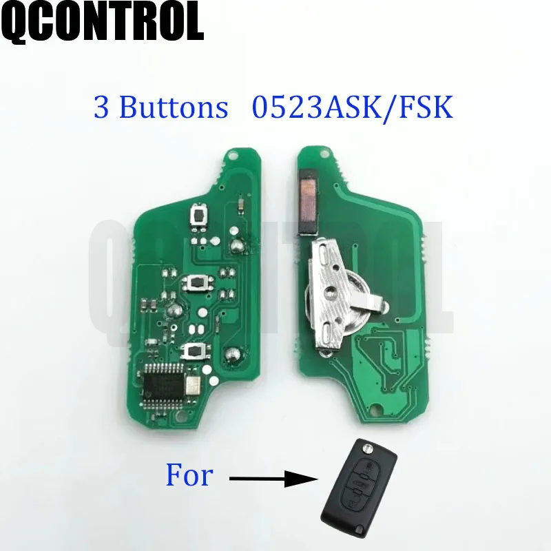Qcontrol 433Mhz Flip Remote Key Circuit Board 3Bt Per Peugeot Partner 807 307 207 407 308 Cc Expert Sw Lamp/Light Button Ce0523