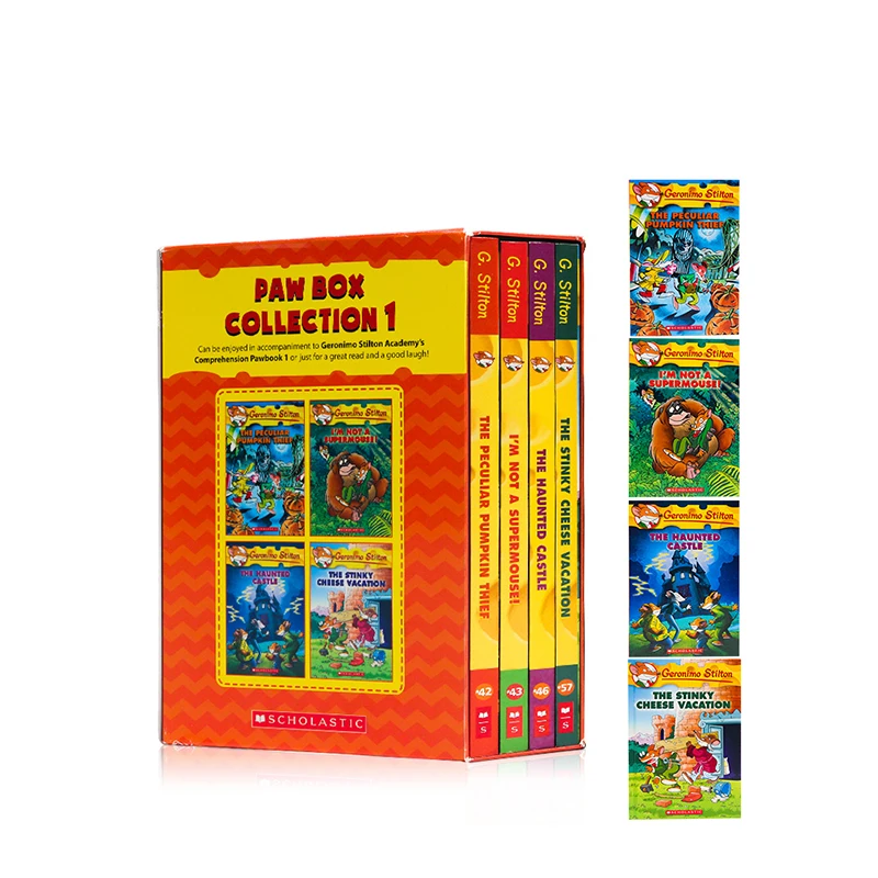 4 Libri Geronimo Stilton Paw Box Set 1 Humor Adventure Esplora Brave Comic Fiction Genitore Bambino Kids Story Libro Illustrato Inglese