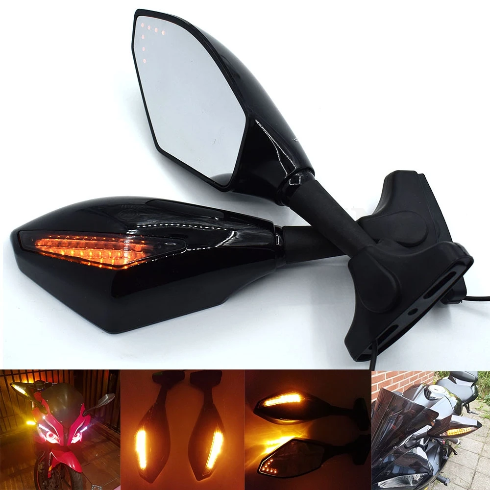 Spedizione Gratuita Moto Motor Bike Led Indicatori Di Direzione Specchi Integrati Per Yamaha Fz6 Fazer Fz6R Fz8 Fz1 Fazer Xj6