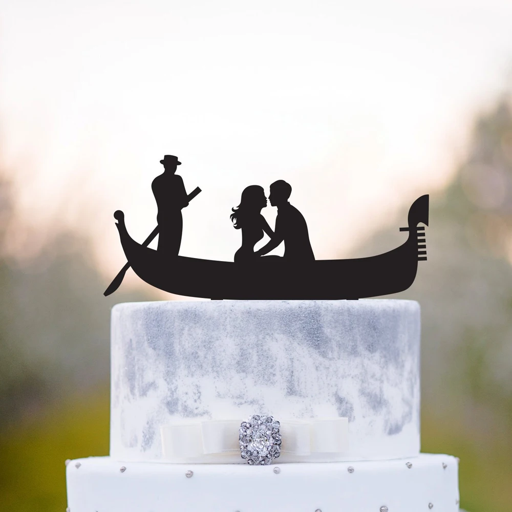 Gondola/Venezia/Italiano Sposa E Lo Sposo Torta Nuziale Topper, Silhouette Romantica Cake Topper, Coppia Baciare Wedding Cake Topper