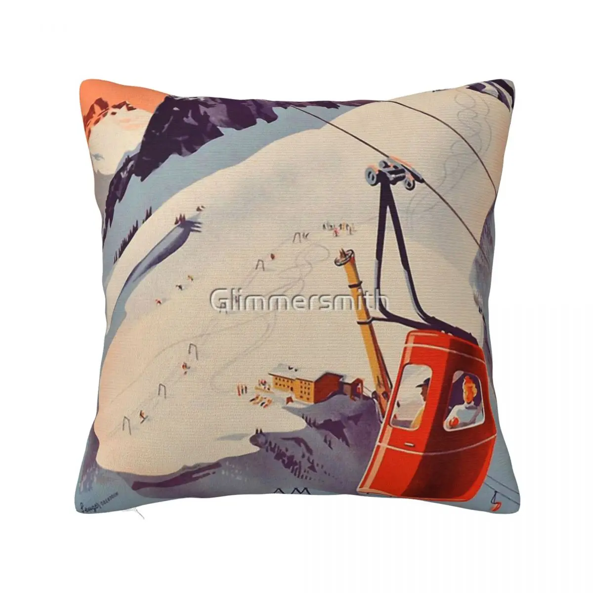 Vintage German Gondola Sport Ski Travel Poster Una Federa