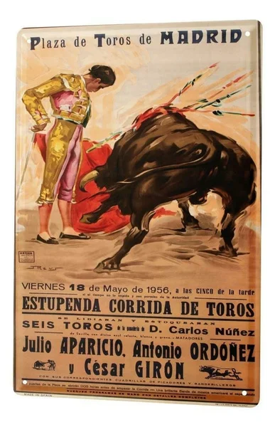 Cartello Del Tour Mondiale Madrid Bullfight Torero Cartello Placa De Metal 8X12 ",8" * 12"