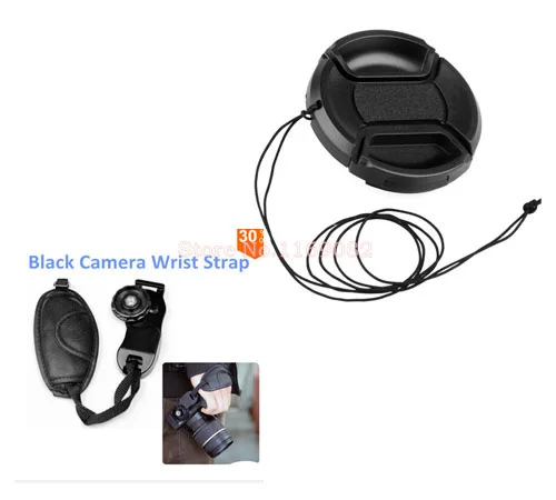 2 In 1 Lens Cap Cover + Polso Hand Grip Strap Per Nikon D90 D3100 D7000 D4S 5D4 D3200 D800 D810 D500 Canon 5D2 5D3 60D 1Dx