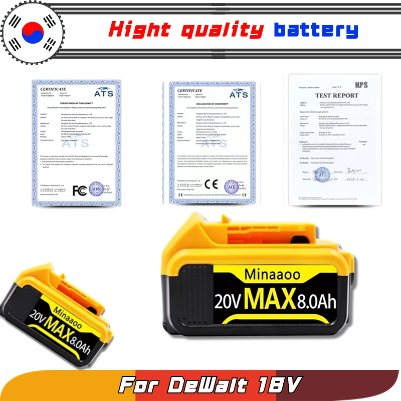 Per Dewalt Dcb205 18V/20V Max Dcb204 Batteria Di Ricambio Agli Ioni Di Litio Dcb205 Dcb180 Dcd985B Serie Dcd/Dcf/Dcg Con Caricabatterie