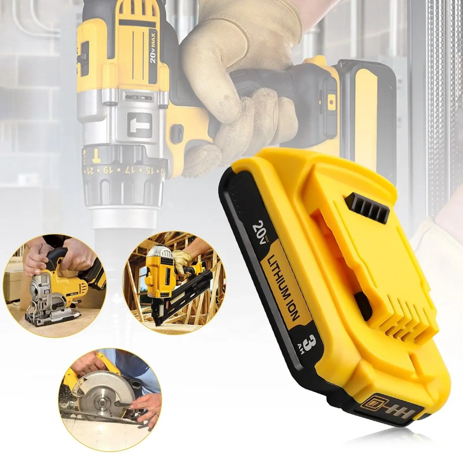 Batteria Agli Ioni Di Litio 20V 3.0Ah Dcb203 Per Dewalt Max Tools Dcb205 Dcb206 Dcb204 Dcb200 Dcb182 Dcb180 Dcb230 Dcd Dcf Dcg Series