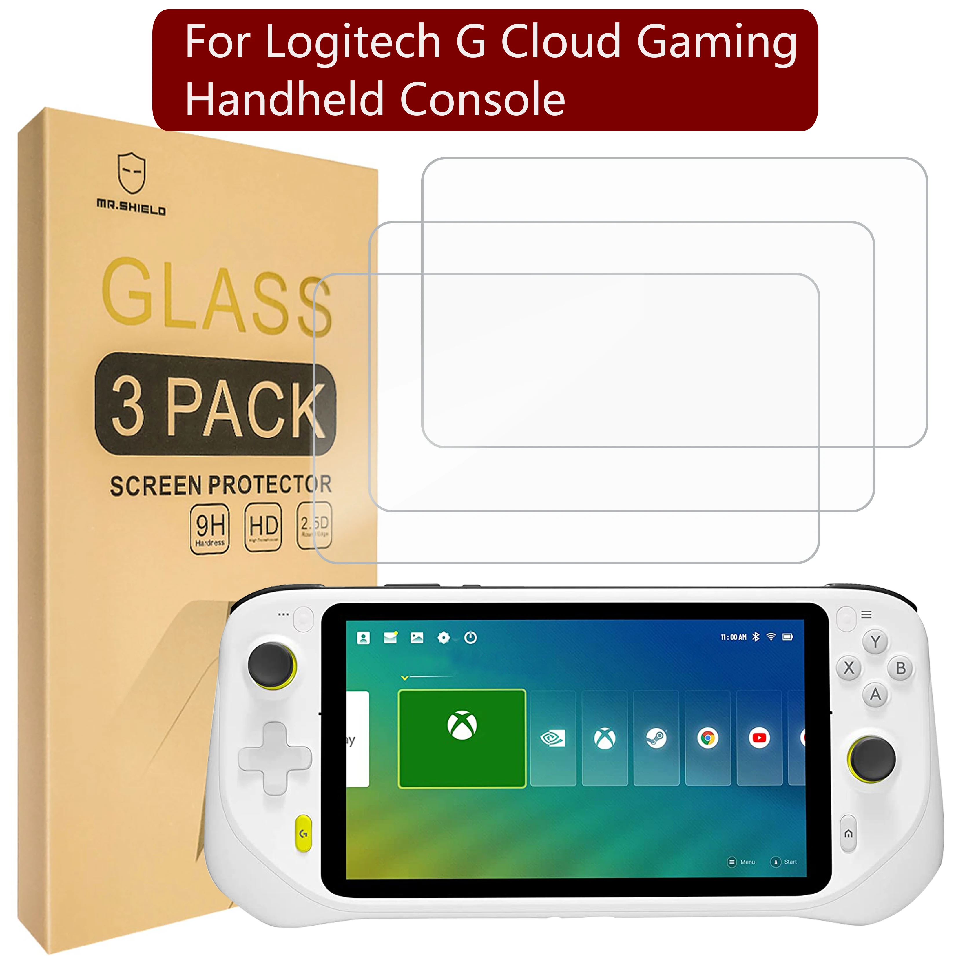 Mr.Shield [Confezione Da 3] Protezione Dello Schermo Per Logitech G Cloud Gaming Handheld Console [Vetro Temperato] [Vetro Giapponese Con Durezza 9H]
