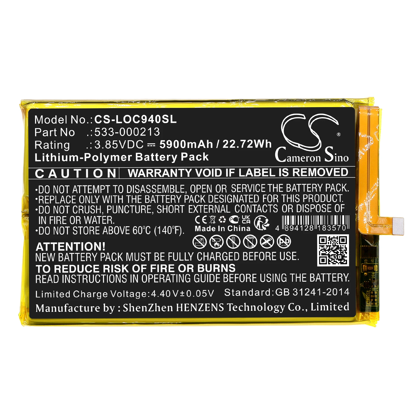 Batteria Cameron Sino 5900Mah Per Logitech G Cloud 940-000198 Gr0006 533-000213