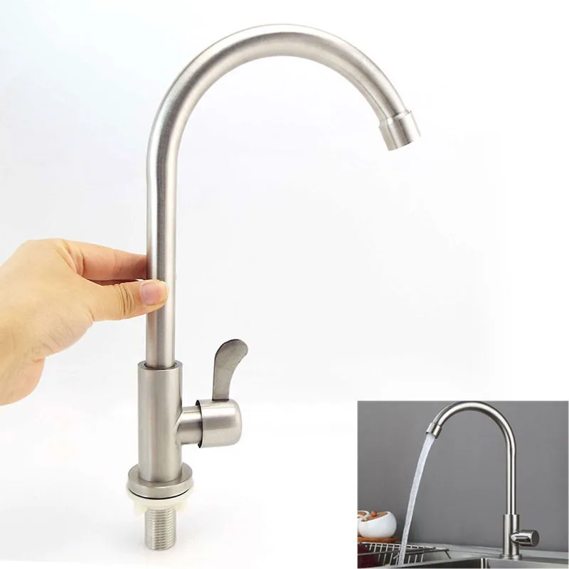 304 Stainless Steel Kitchen Sink Faucet Head Sprayer Single Hole Cold Water Spout Tap Brushred Stream 360 Flexible Degree S1