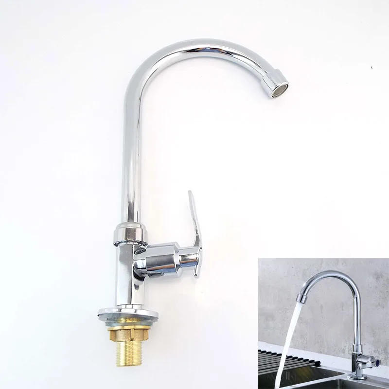 Flexible Kitchen Faucet Head Single Hole Cold Water Spout Kitchen Sink Tap Stream Sprayer Silver 360 Degree Home Accessories S1