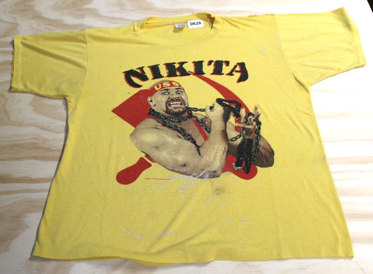 Vintage Nikita Koloff Wrestling Nwa 1986 Jim Crockett Promozioni T Shirt Uomo L