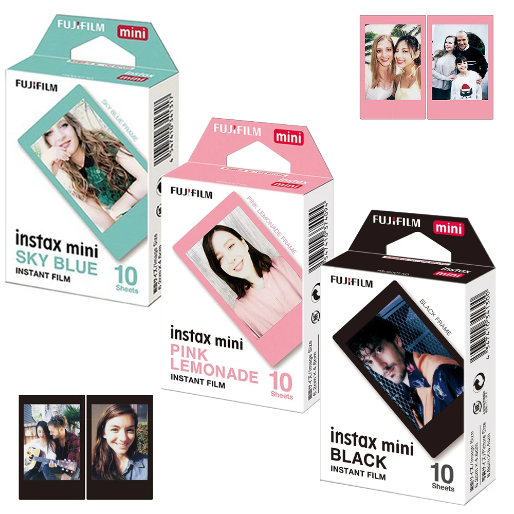 Per Fujifilm Instax Mini 9 11 12 Fotocamera Instax Mini Film Pack - 30 Fogli Foto Istantanee-Blu Cielo, Limonata Rosa, Cornice Nera