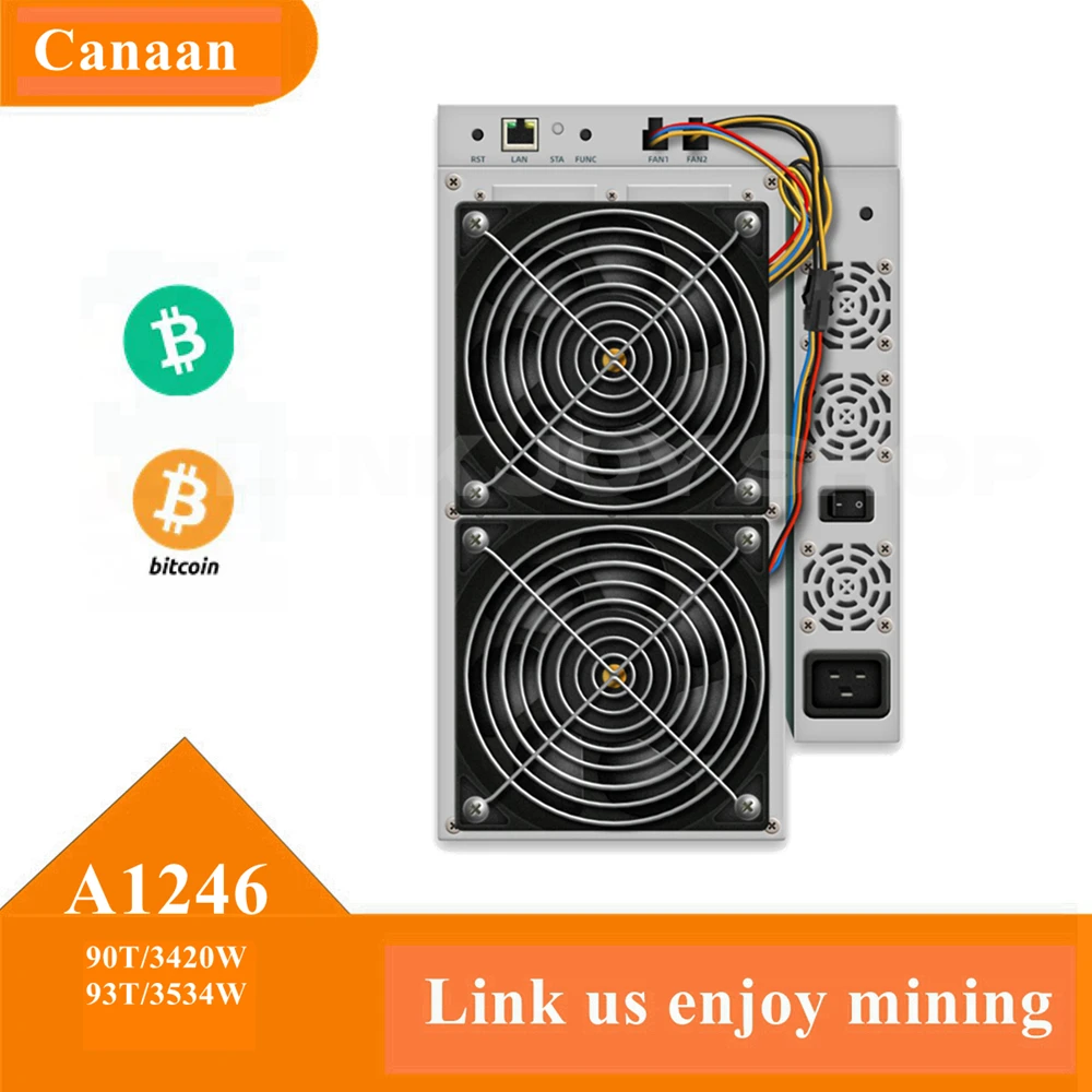 Blockchain Bitcoin Asic Miner Canaan Avalonminer A1246 90Th 93Th Btc Machine Con 3420W 3534W Psu Incluso