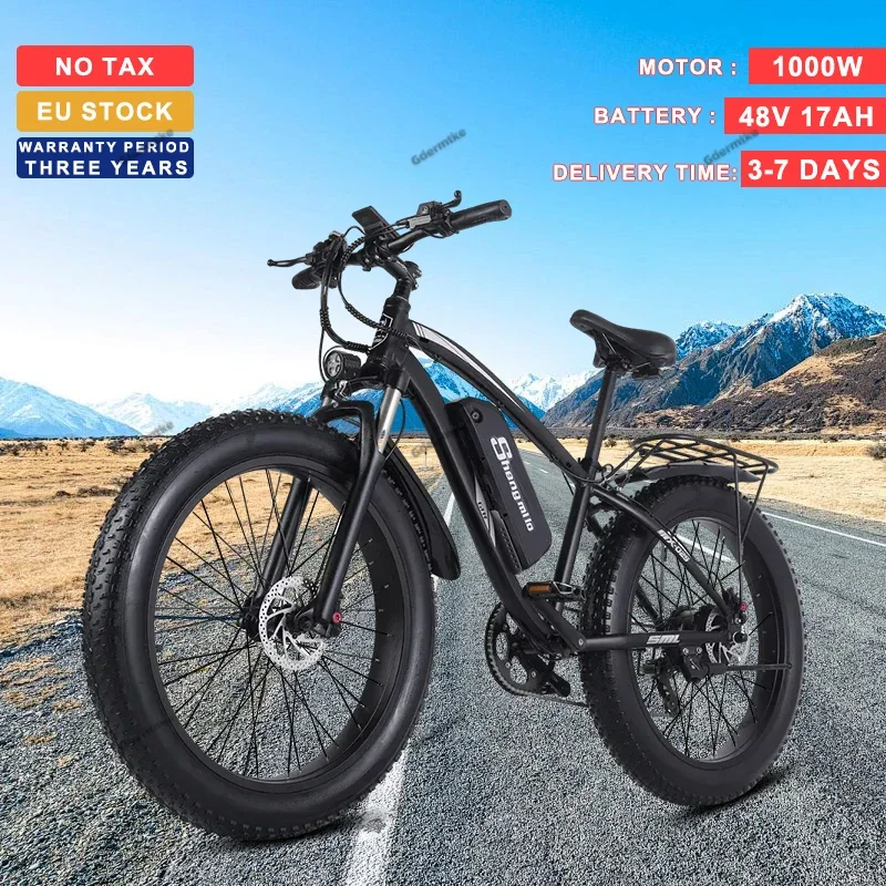 Shengmilo Mx02S 26*4.0 Pollici Fat Tire Ebike 1000W 48 V17Ah Batteria Al Litio Impermeabile City Bici Elettrica Mountain Bicicletta Elettrica