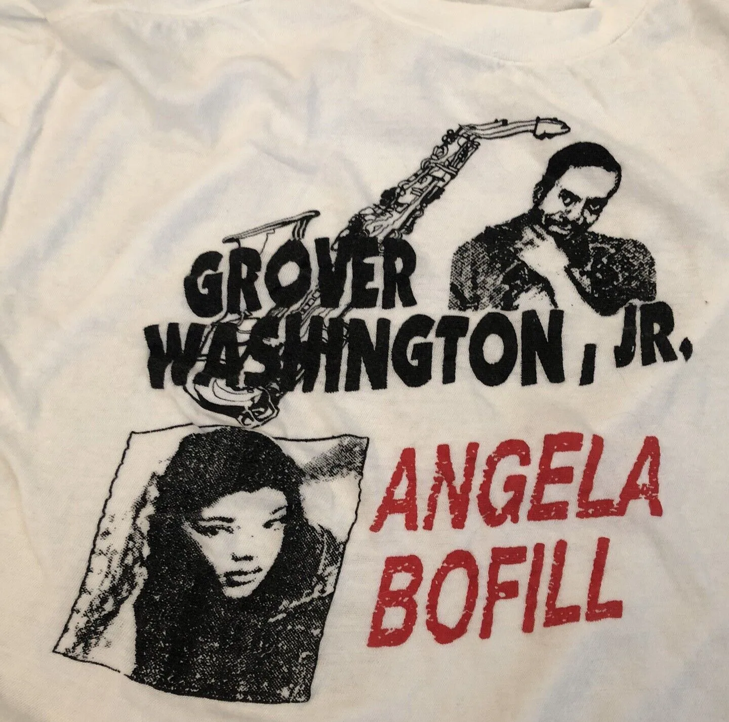 T-Shirt Vintage Grover Washington Jr E Angela Bofill Bianca Unisex 3 F798