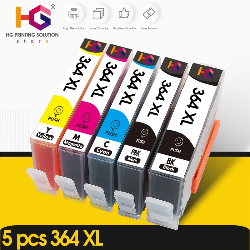 5Pcs Per Hp 364 Xl Hp 364 364Xl Cartuccia Di Inchiostro Compatibile Per Hp 5520 5522 5524 6515 3070A 3520 3522 4620 Stampante