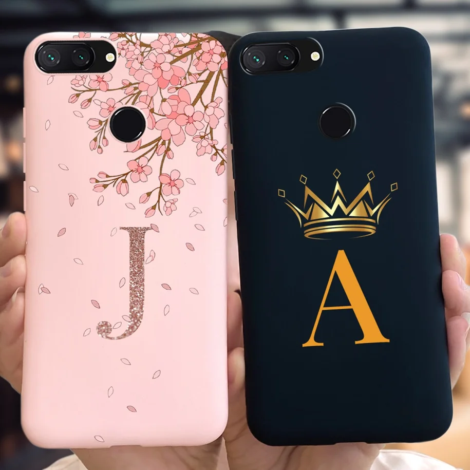 Per Xiaomi Mi 8 Lite Custodia Mi8 Lite Cover Silicone A Z Letters Crown Soft Thin Matte Coque Per Xiomi Mi 8 Lite Mi8Lite Custodia Per Telefono