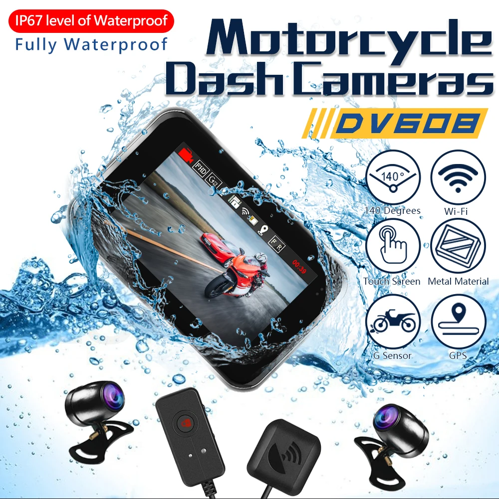 Blueskysea Dv608 Fotocamera Moto 1080P Auto Dvr Gps Moto Dash Cam Dual Anteriore Posteriore Videocamere Registratore Con Visione Notturna Dvr