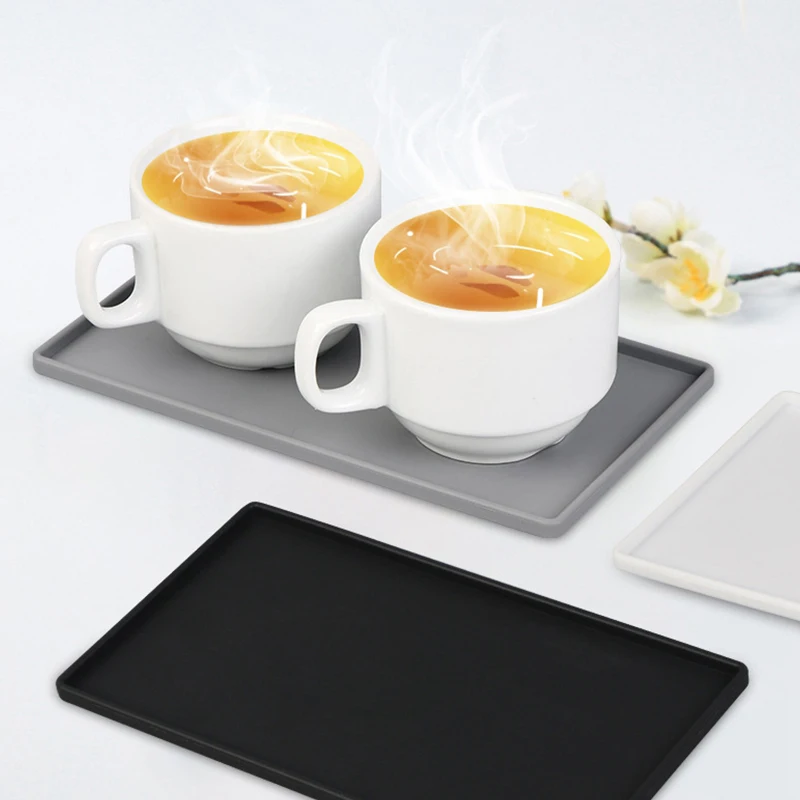 Siliconen Plastic Platte Lade Vierkante Antiscivolo Twistable Stand Mobiele Houder Badkamer Zeep Lade Koffie Thee Bestek Houder