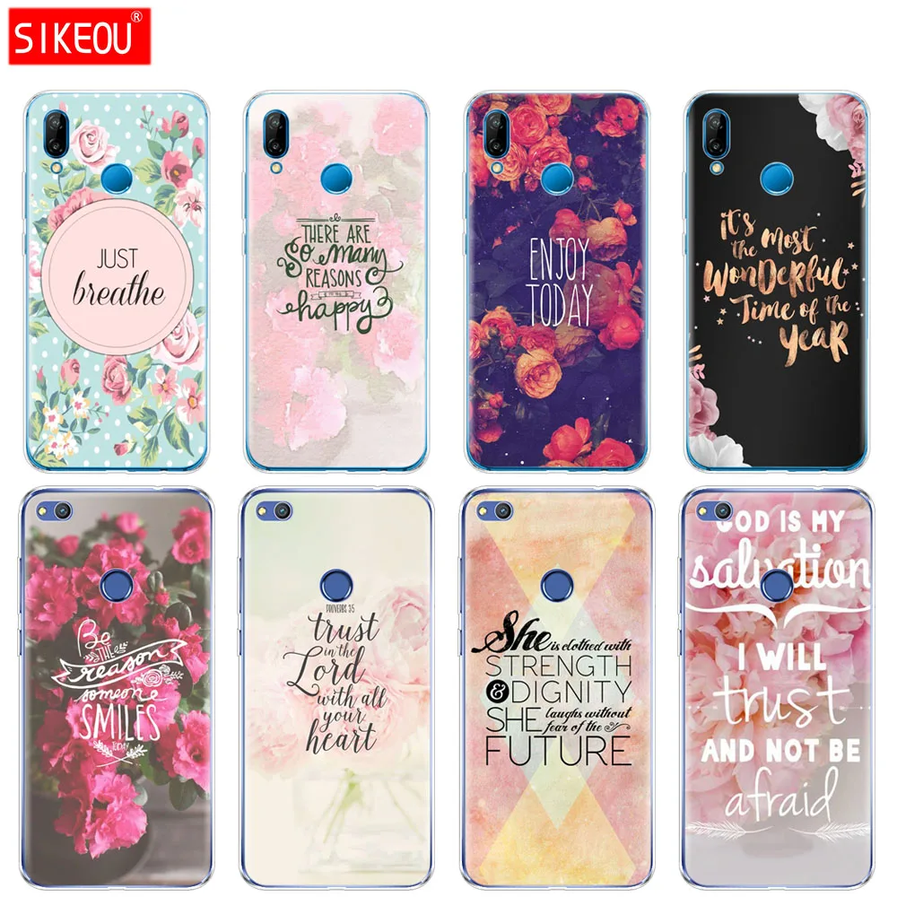 Custodia Protettiva In Silicone Per Huawei P20 P7 P8 P9 P10 Lite Plus Pro 2017 P Smart Pink Ricordi Fiori E Parole