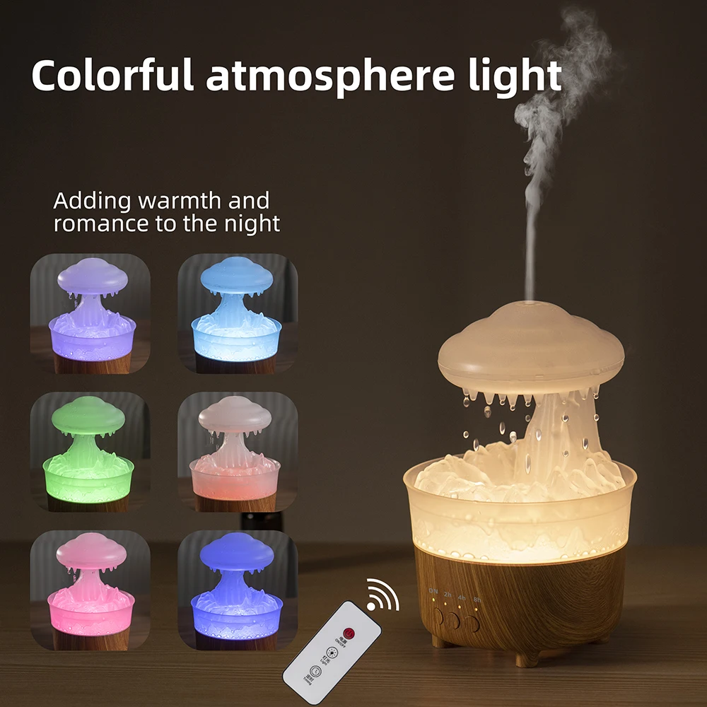 Usb Rain Air Umidificatore Diffusore Di Aromi Elettrico Pioggia Cloud Odore Desktop Relax Gocce D'Acqua Suoni Luce Notturna Colorata Per Uso Domestico