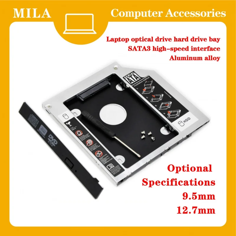 Hdd Caddy 12.7Mm Alluminio Optibay Sata 3.0 Hard Disk Case Dvd Case Adapter 2.5 Ssd 2Tb Per Laptop Cd-Rom