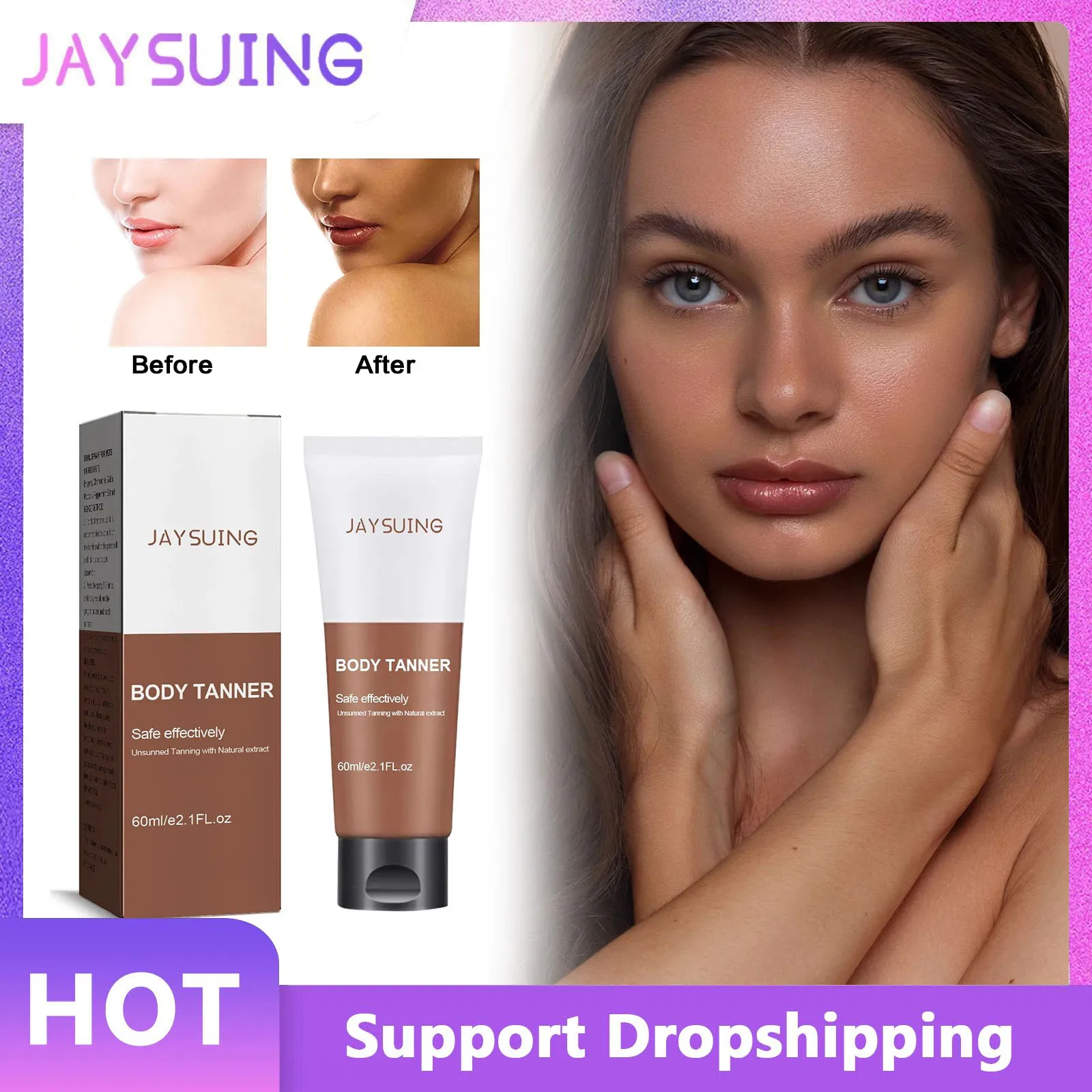 Crema Autoabbronzante Natural Sunless Quick Crea Brown Shine Skin Bronzer A Lunga Durata Fake Tan Summer Beach Abbronzante Booster 60Ml