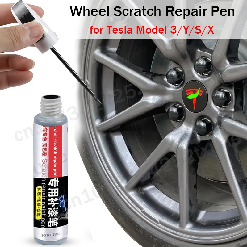 Penna Per La Riparazione Dei Graffi Della Ruota Dell'Auto Per Tesla Model 3 Y X S Black Rim Touch-Up Paint Remover Nero Opaco Accessori Per La Cura De