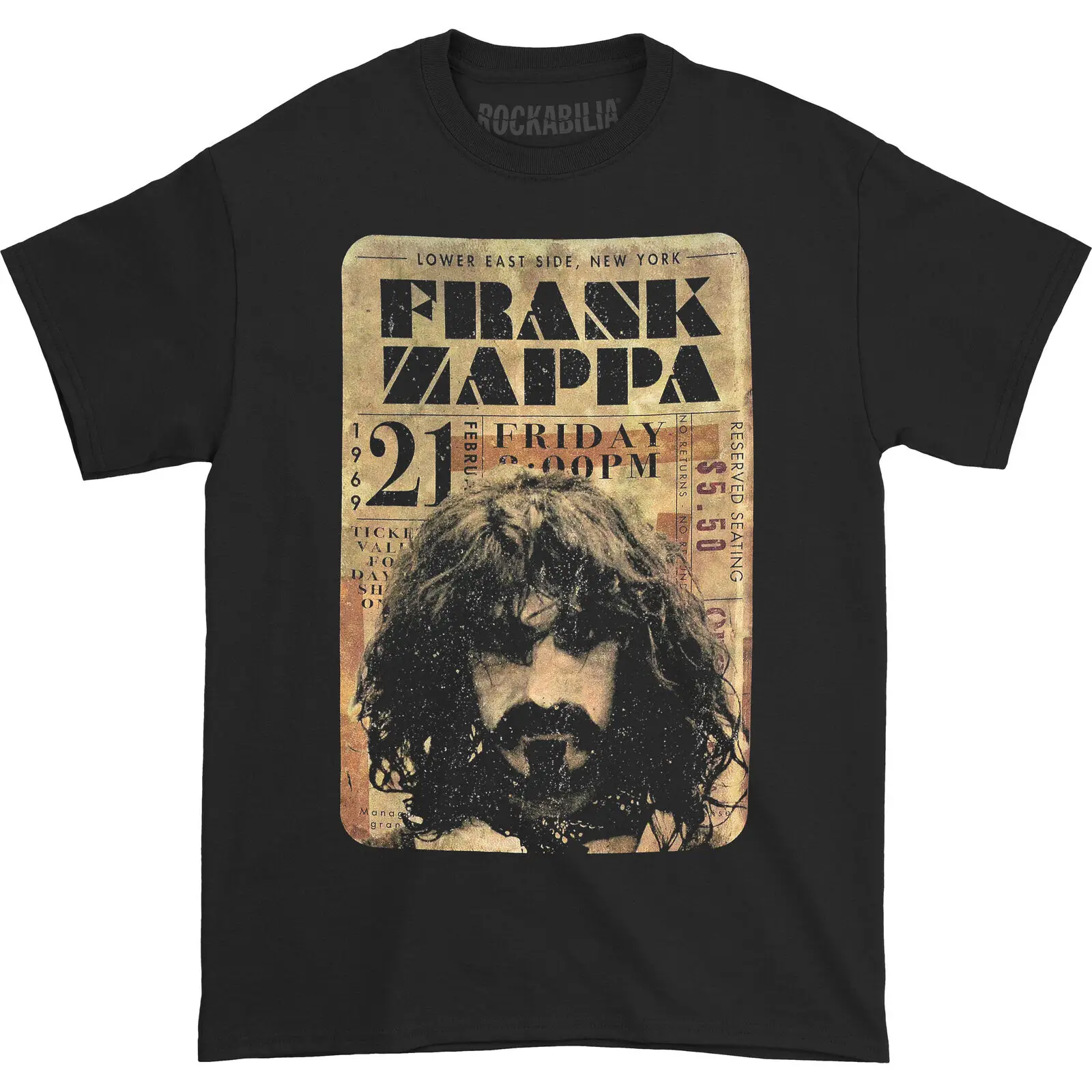 T-Shirt Slim Fit Da Uomo Frank Zappa Concert Ticket Xxx-Large Black